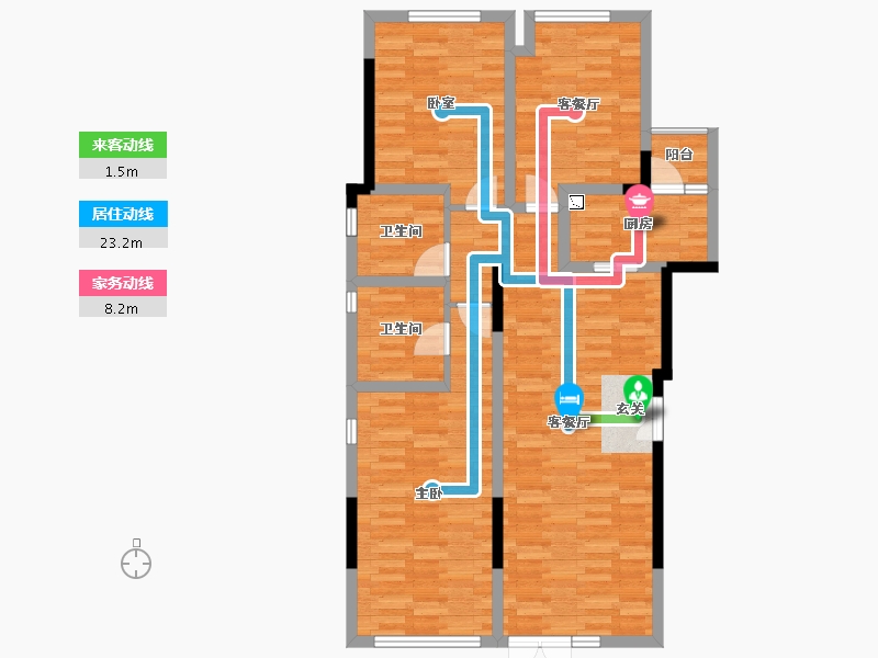 重庆-重庆市-远洋合能枫丹江屿洋房4号楼,洋房8号楼建面122.81㎡-97.95-户型库-动静线