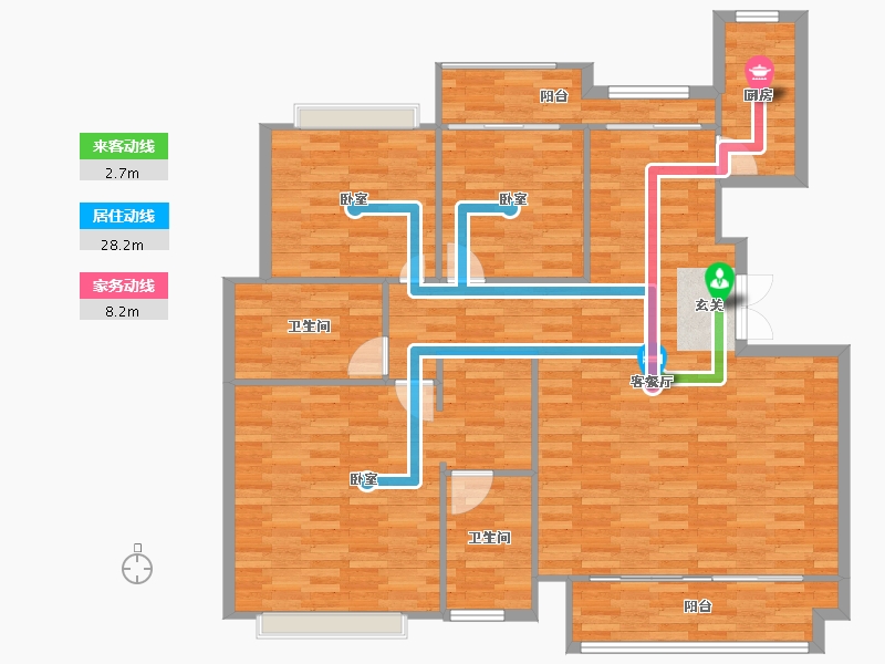 重庆-重庆市-首创禧瑞山河洋房3,9,10,11号,12建面143.11㎡-125.12-户型库-动静线