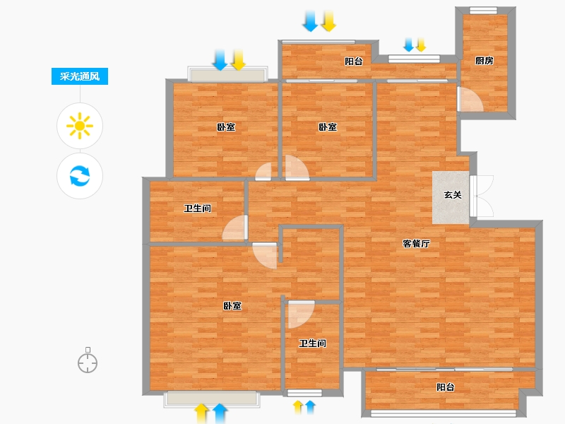 重庆-重庆市-首创禧瑞山河洋房3,9,10,11号,12建面143.11㎡-125.12-户型库-采光通风