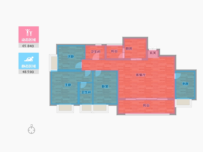 重庆-重庆市-金隅新都会套内107m²-102.37-户型库-动静分区