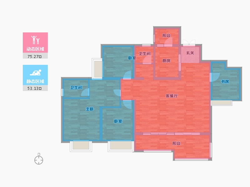 重庆-重庆市-金隅新都会套内122m²-115.75-户型库-动静分区