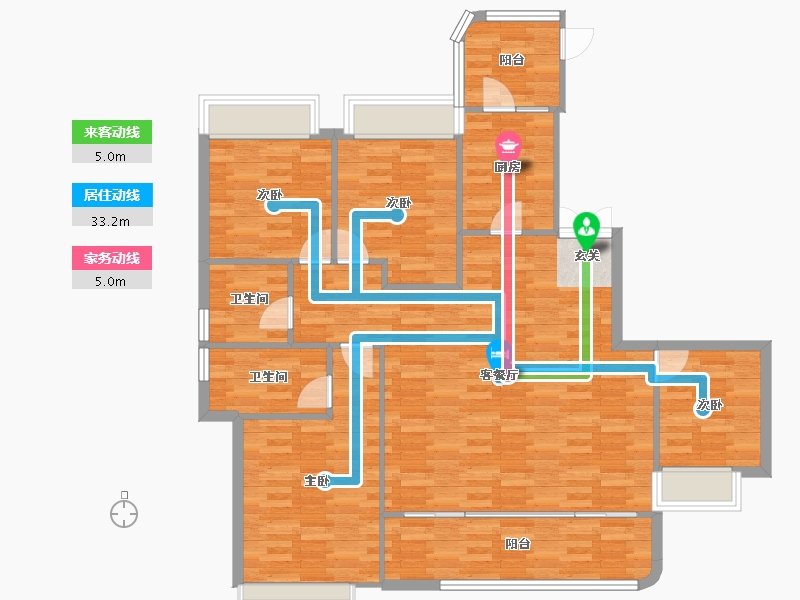 重庆-重庆市-金隅新都会建面160㎡-116.09-户型库-动静线