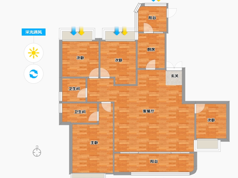 重庆-重庆市-金隅新都会建面160㎡-116.09-户型库-采光通风