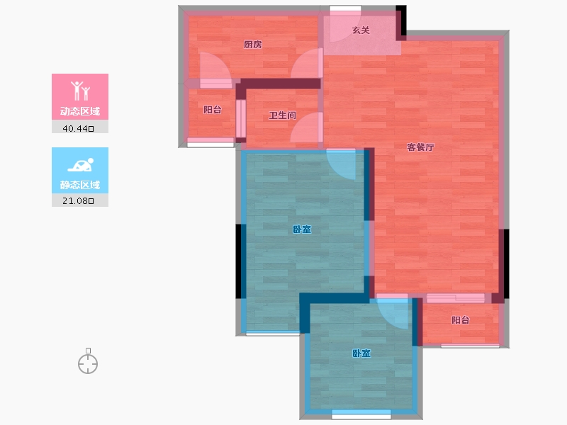 重庆-重庆市-升伟一里南滨1号楼建面73.09㎡-54.42-户型库-动静分区