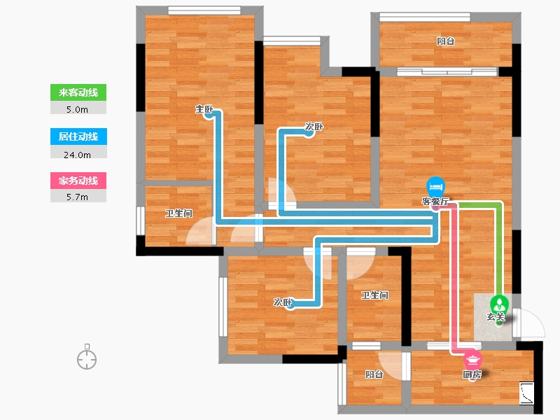 重庆-重庆市-升伟一里南滨1号楼建面111.49㎡-84.58-户型库-动静线