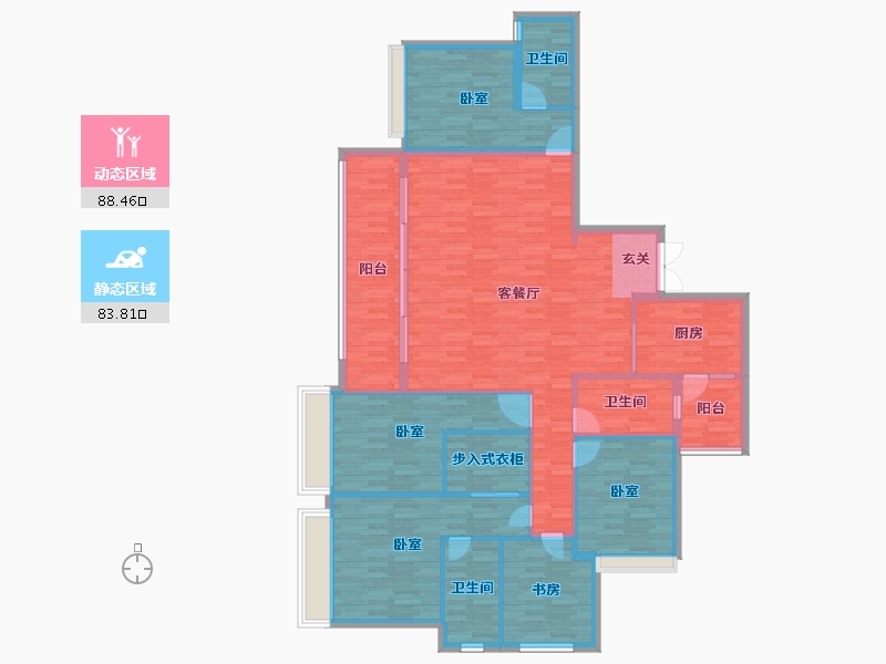 重庆-重庆市-长嘉汇一期建面216㎡-157.89-户型库-动静分区
