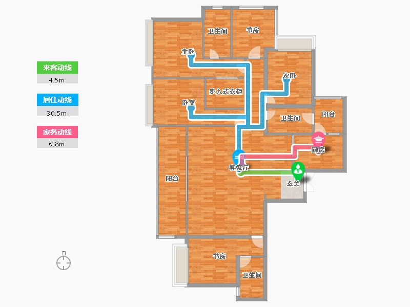 重庆-重庆市-长嘉汇一期建面216㎡-164.93-户型库-动静线