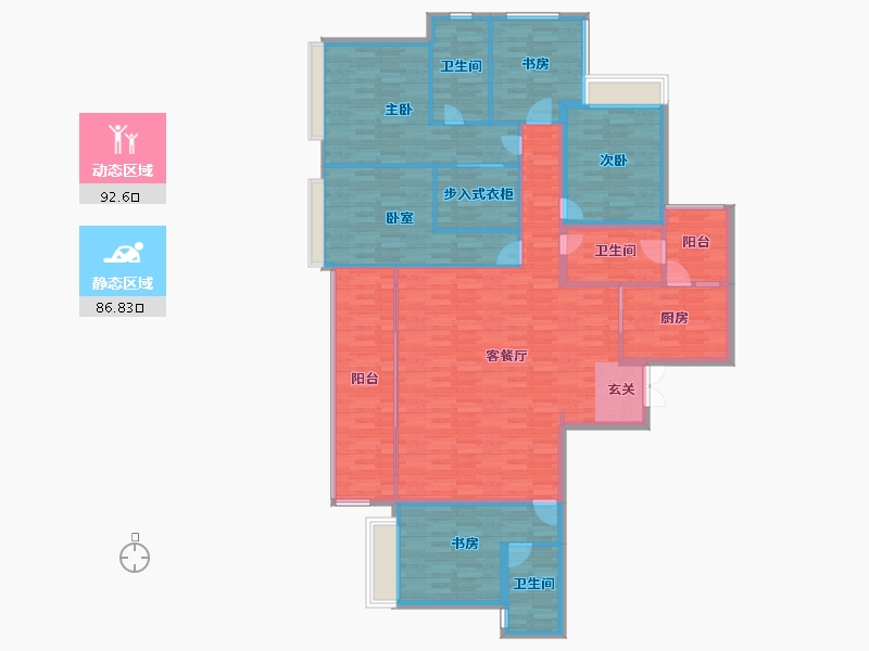 重庆-重庆市-长嘉汇一期建面216㎡-164.93-户型库-动静分区