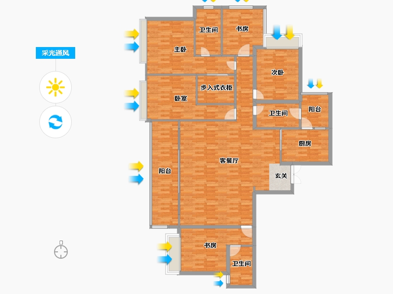 重庆-重庆市-长嘉汇一期建面216㎡-164.93-户型库-采光通风