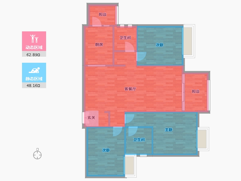 重庆-重庆市-长嘉汇一期建面130㎡-101.84-户型库-动静分区