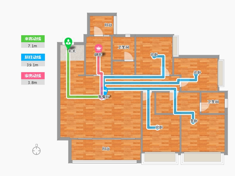 重庆-重庆市-长嘉汇一期建面131㎡-163.00-户型库-动静线