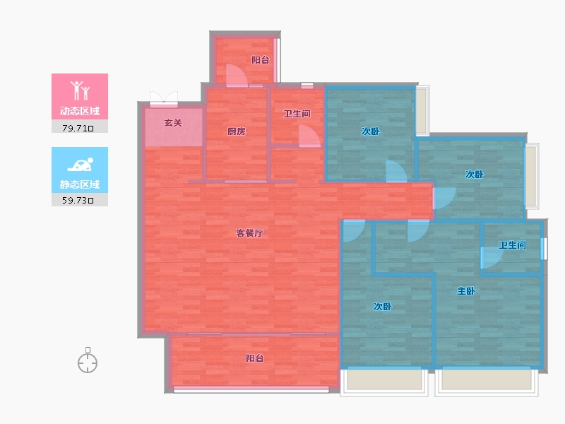 重庆-重庆市-长嘉汇一期建面131㎡-163.00-户型库-动静分区