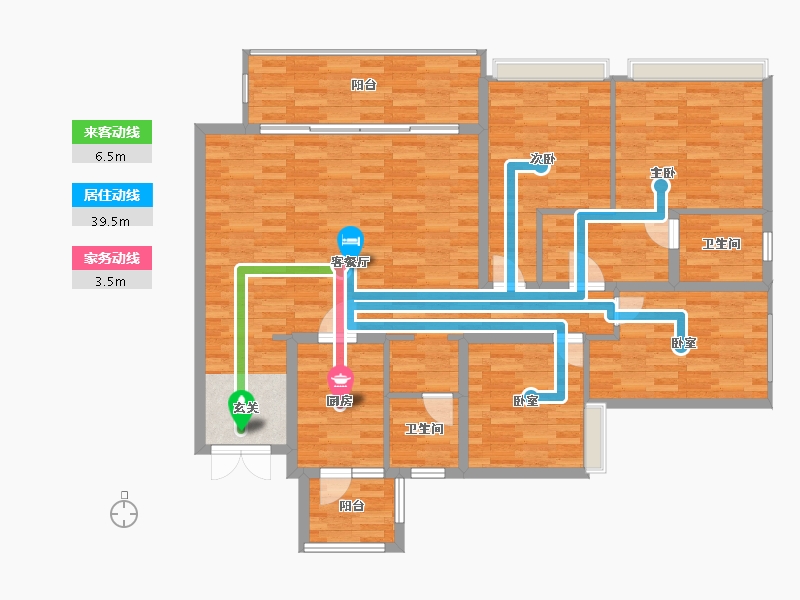 重庆-重庆市-长嘉汇一期建面131㎡-124.71-户型库-动静线