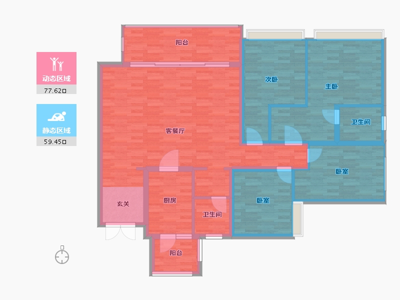 重庆-重庆市-长嘉汇一期建面131㎡-124.71-户型库-动静分区