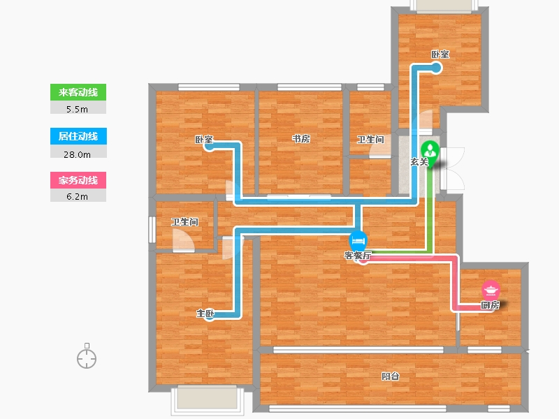 重庆-重庆市-北大资源紫境府大平层17号楼建面153㎡-125.82-户型库-动静线