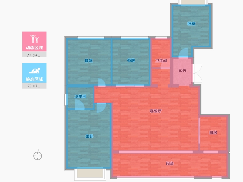 重庆-重庆市-北大资源紫境府大平层17号楼建面153㎡-125.82-户型库-动静分区