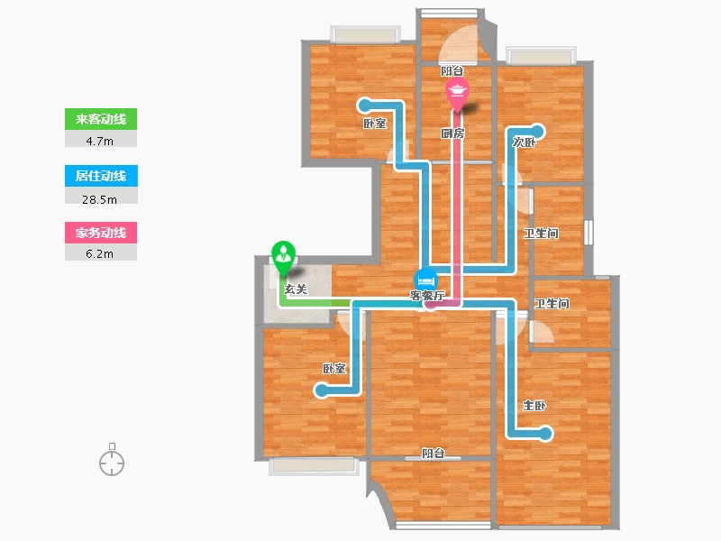 重庆-重庆市-十里长江4号楼136.平米户型-108.79-户型库-动静线