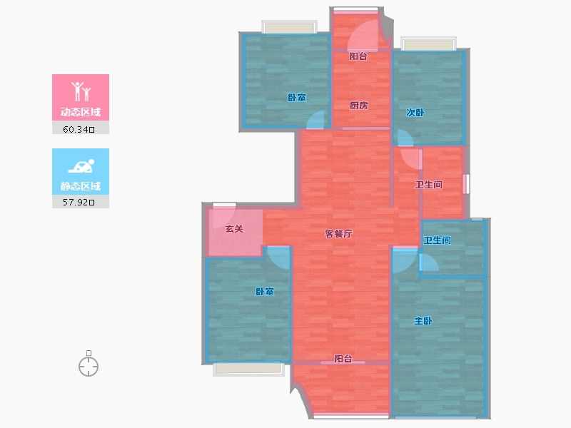 重庆-重庆市-十里长江4号楼136.平米户型-108.79-户型库-动静分区