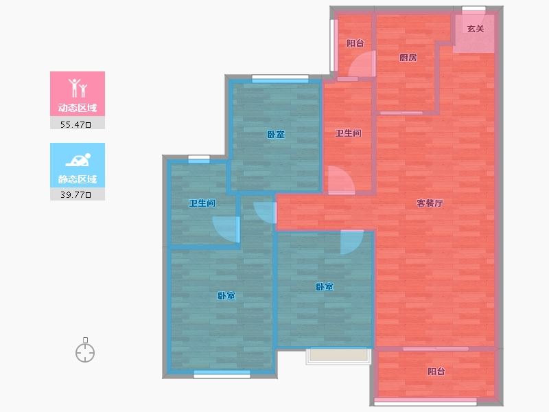 重庆-重庆市-十里长江高层9号楼-86.68-户型库-动静分区