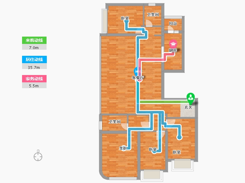 重庆-重庆市-十里长江1号楼-99.73-户型库-动静线