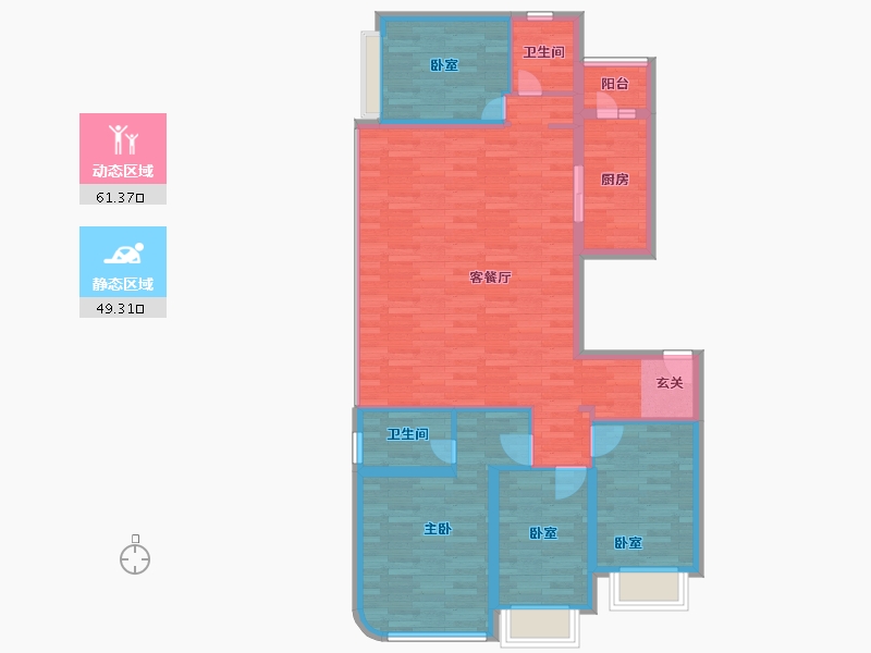 重庆-重庆市-十里长江1号楼-99.73-户型库-动静分区