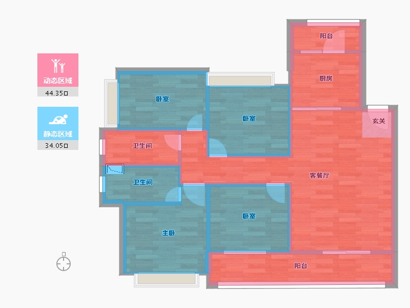 重庆-重庆市-十里长江澜庭B3户型-70.42-户型库-动静分区