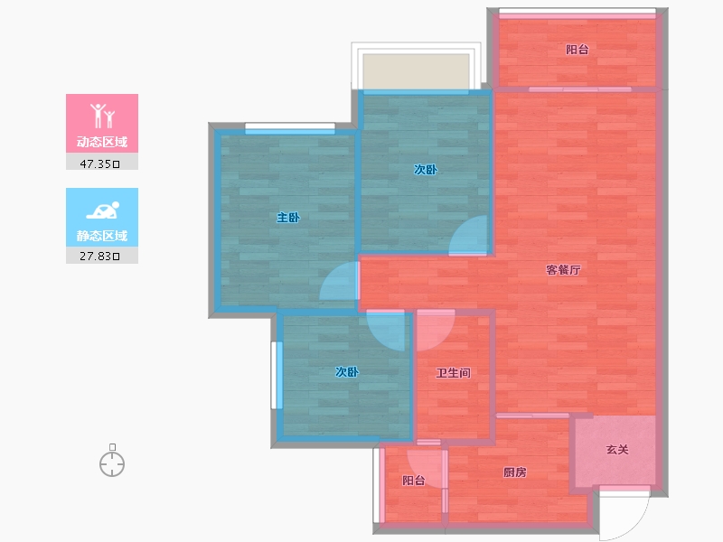 重庆-重庆市-十里长江澜庭B1户型-68.13-户型库-动静分区