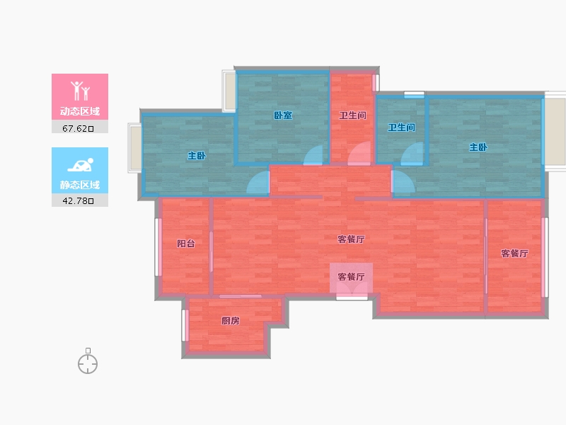 重庆-重庆市-铺金载水一方4号楼建面122㎡-101.25-户型库-动静分区