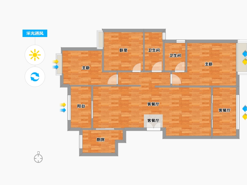 重庆-重庆市-铺金载水一方4号楼建面122㎡-101.25-户型库-采光通风