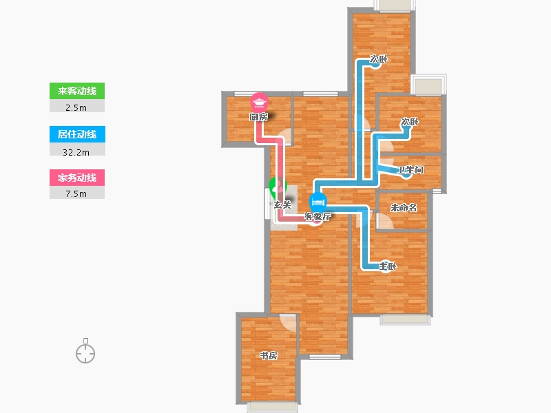 重庆-重庆市-铺金载水一方3号楼建面136㎡-109.78-户型库-动静线