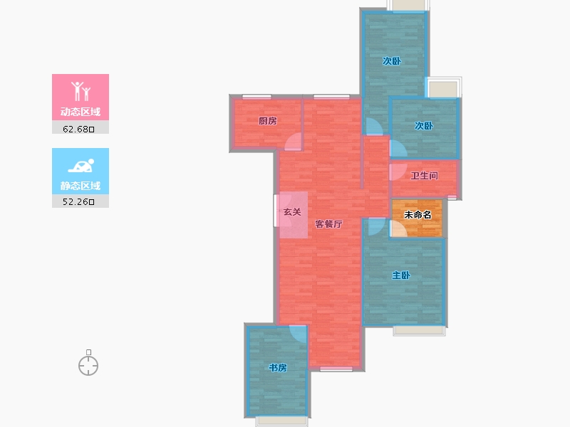 重庆-重庆市-铺金载水一方3号楼建面136㎡-109.78-户型库-动静分区