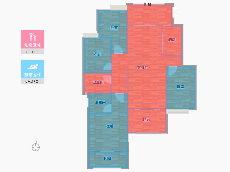 重庆-重庆市-铺金载水一方3号楼建面150㎡-127.58-户型库-动静分区