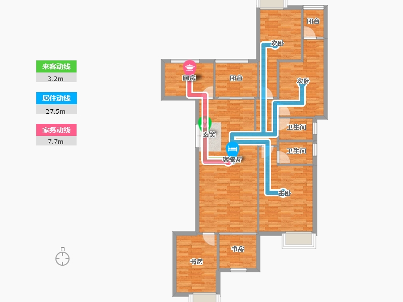 重庆-重庆市-铺金载水一方2号楼建面135㎡-112.24-户型库-动静线