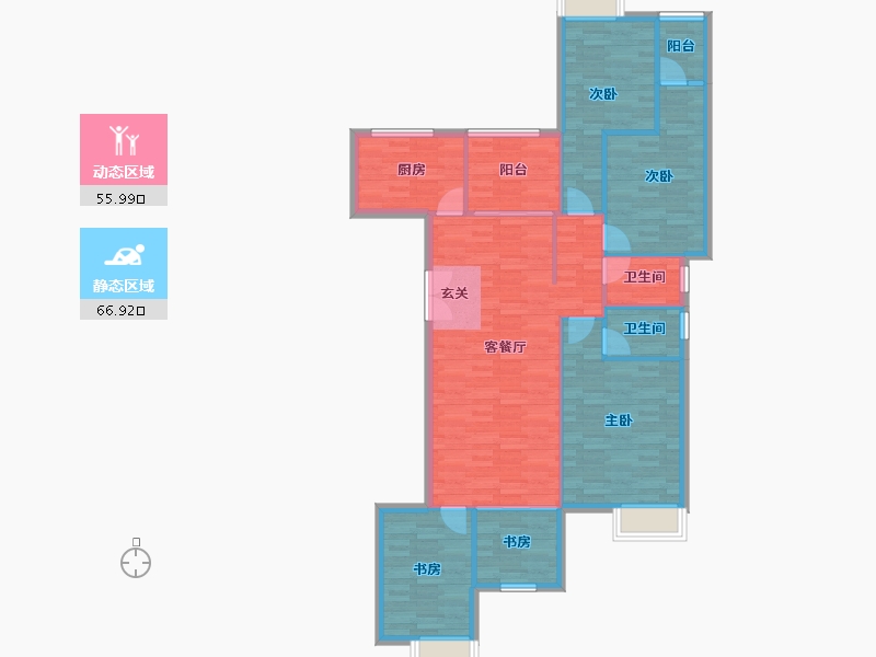 重庆-重庆市-铺金载水一方2号楼建面135㎡-112.24-户型库-动静分区