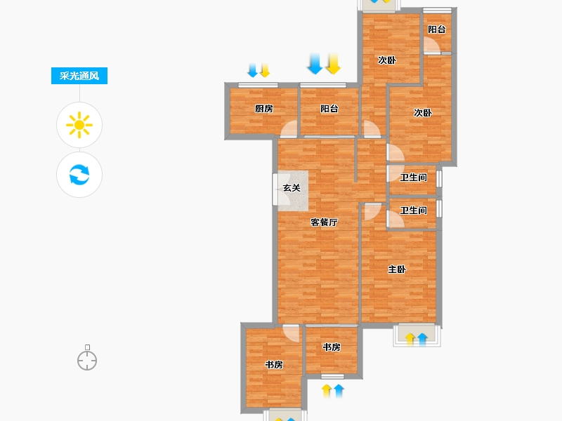 重庆-重庆市-铺金载水一方2号楼建面135㎡-112.24-户型库-采光通风