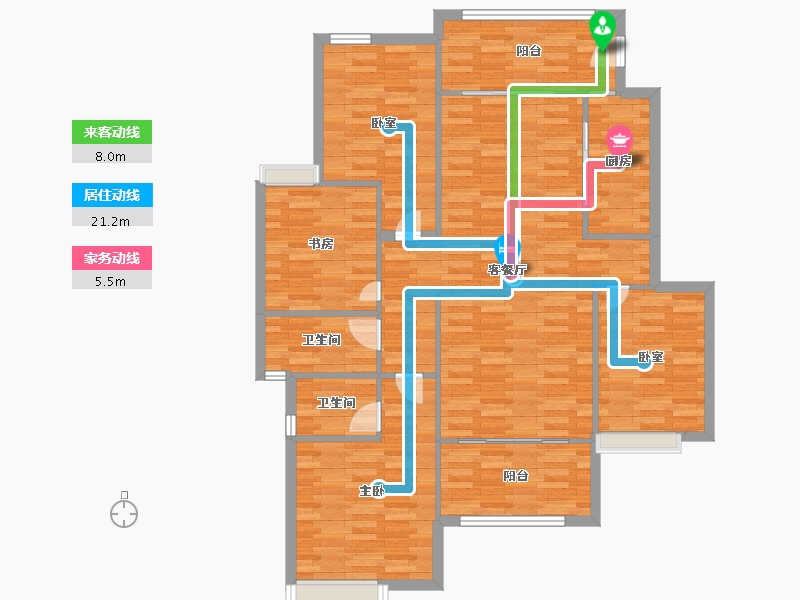 重庆-重庆市-铺金载水一方3号楼建面143㎡-115.03-户型库-动静线