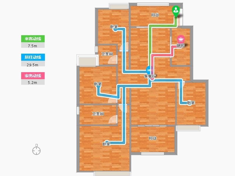 重庆-重庆市-铺金载水一方2号楼,3号楼建面143㎡-118.62-户型库-动静线