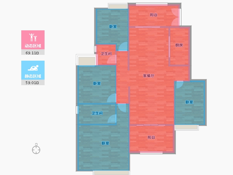 重庆-重庆市-铺金载水一方2号楼,3号楼建面143㎡-118.62-户型库-动静分区