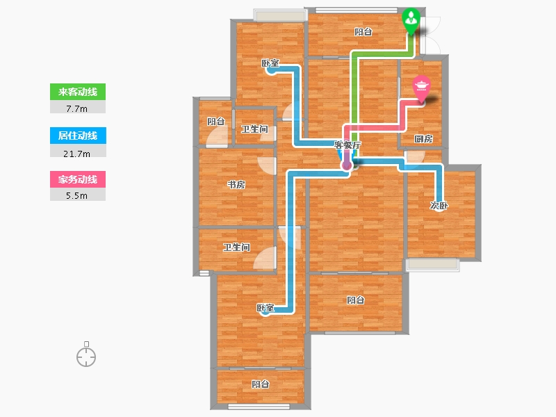 重庆-重庆市-铺金载水一方2号楼建面147㎡-122.13-户型库-动静线