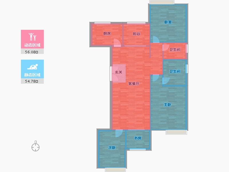 重庆-重庆市-铺金载水一方3号楼建面126㎡-102.13-户型库-动静分区