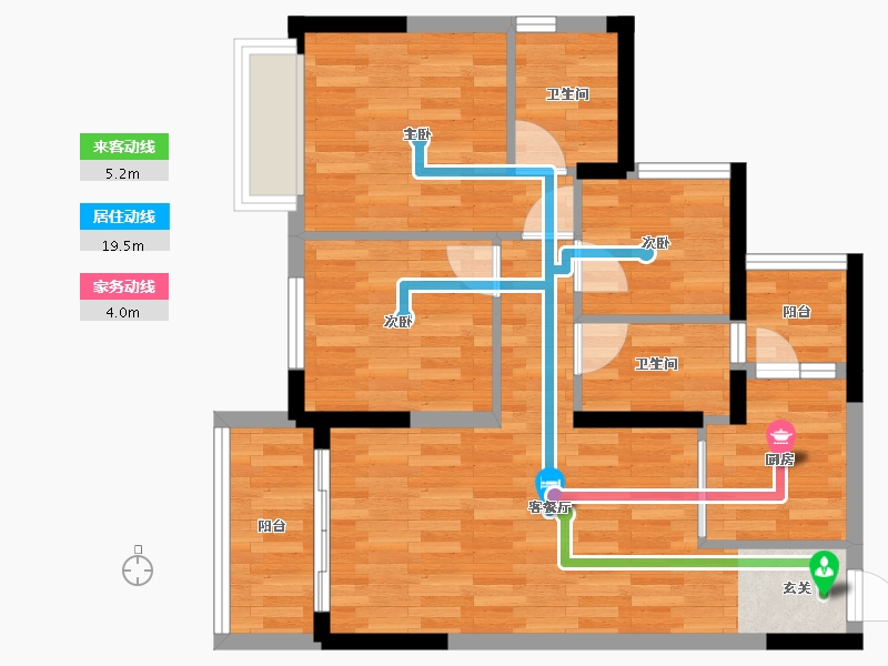 重庆-重庆市-天誉智慧城5-3,5-4,5-5,5-2建面94.74㎡-67.33-户型库-动静线