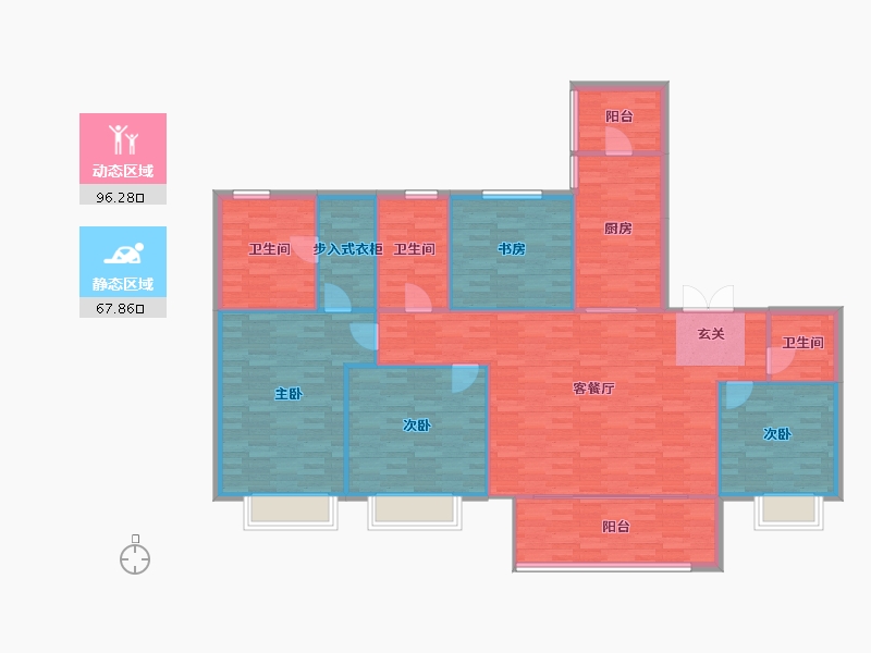 重庆-重庆市-天誉智慧城6-1号楼建面181.37㎡-152.02-户型库-动静分区