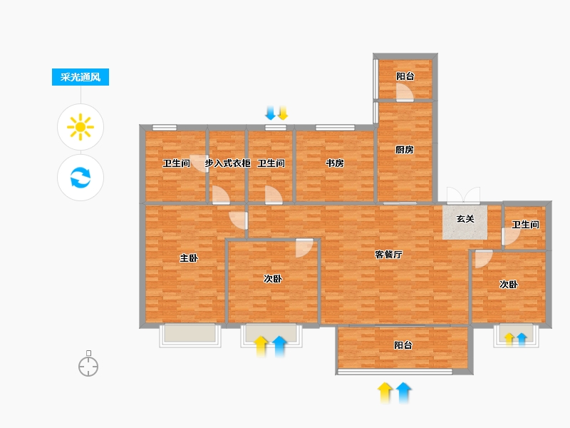 重庆-重庆市-天誉智慧城6-1号楼建面181.37㎡-152.02-户型库-采光通风