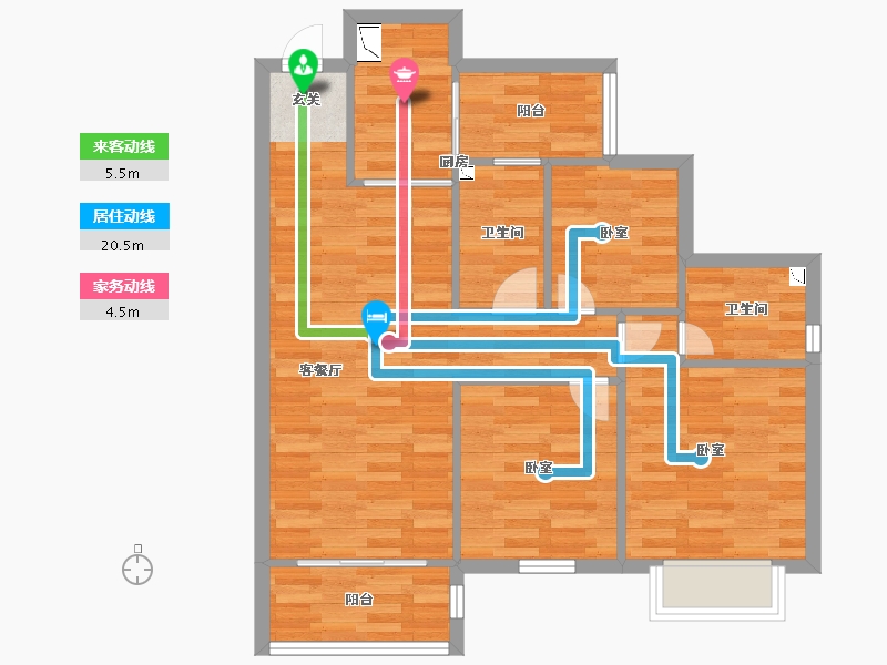 重庆-重庆市-天誉智慧城建面93.86㎡-75.01-户型库-动静线