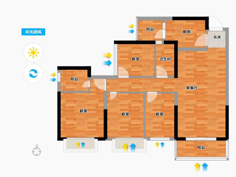 重庆-重庆市-天誉智慧城5-3,5-4,5-5,5-2,建面117.5㎡-86.32-户型库-采光通风