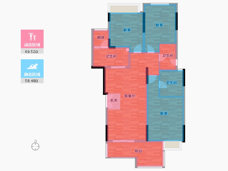 重庆-重庆市-远洋合能枫丹江屿洋房4,7,8,9,17建面111.08㎡-89.55-户型库-动静分区