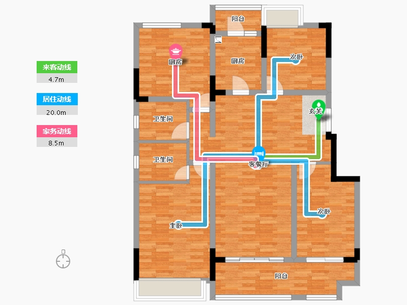 重庆-重庆市-远洋合能枫丹江屿洋房16号楼建面128.94㎡-109.41-户型库-动静线