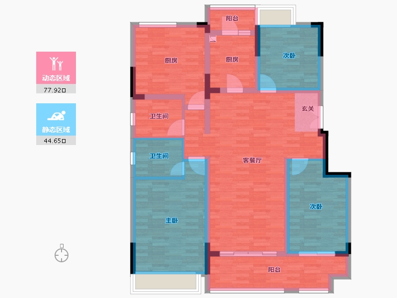 重庆-重庆市-远洋合能枫丹江屿洋房16号楼建面128.94㎡-109.41-户型库-动静分区