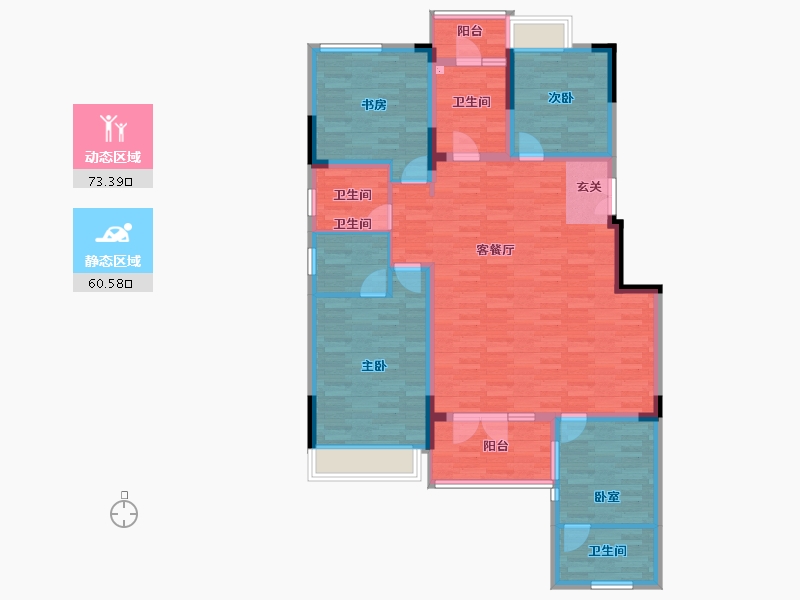 重庆-重庆市-远洋合能枫丹江屿洋房5,15,16建面143.48㎡-120.47-户型库-动静分区