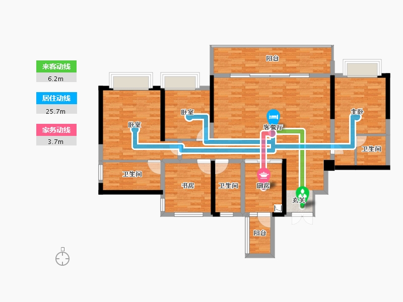 重庆-重庆市-金辉长江铭著4号楼,5号楼建面158m²-123.42-户型库-动静线